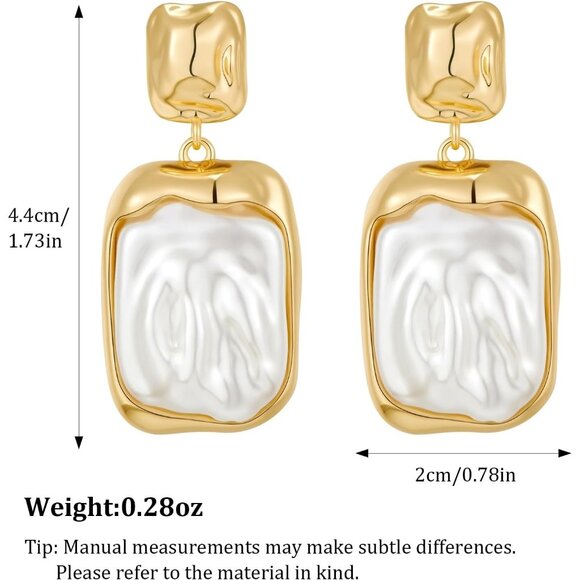 🆕Women Gold Baroque Pearl Dangle Irregular Pearl Earrings Fashion Jewelry - Picture 5 of 7